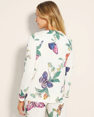 Piped Long-Sleeve Notch Pajama Top