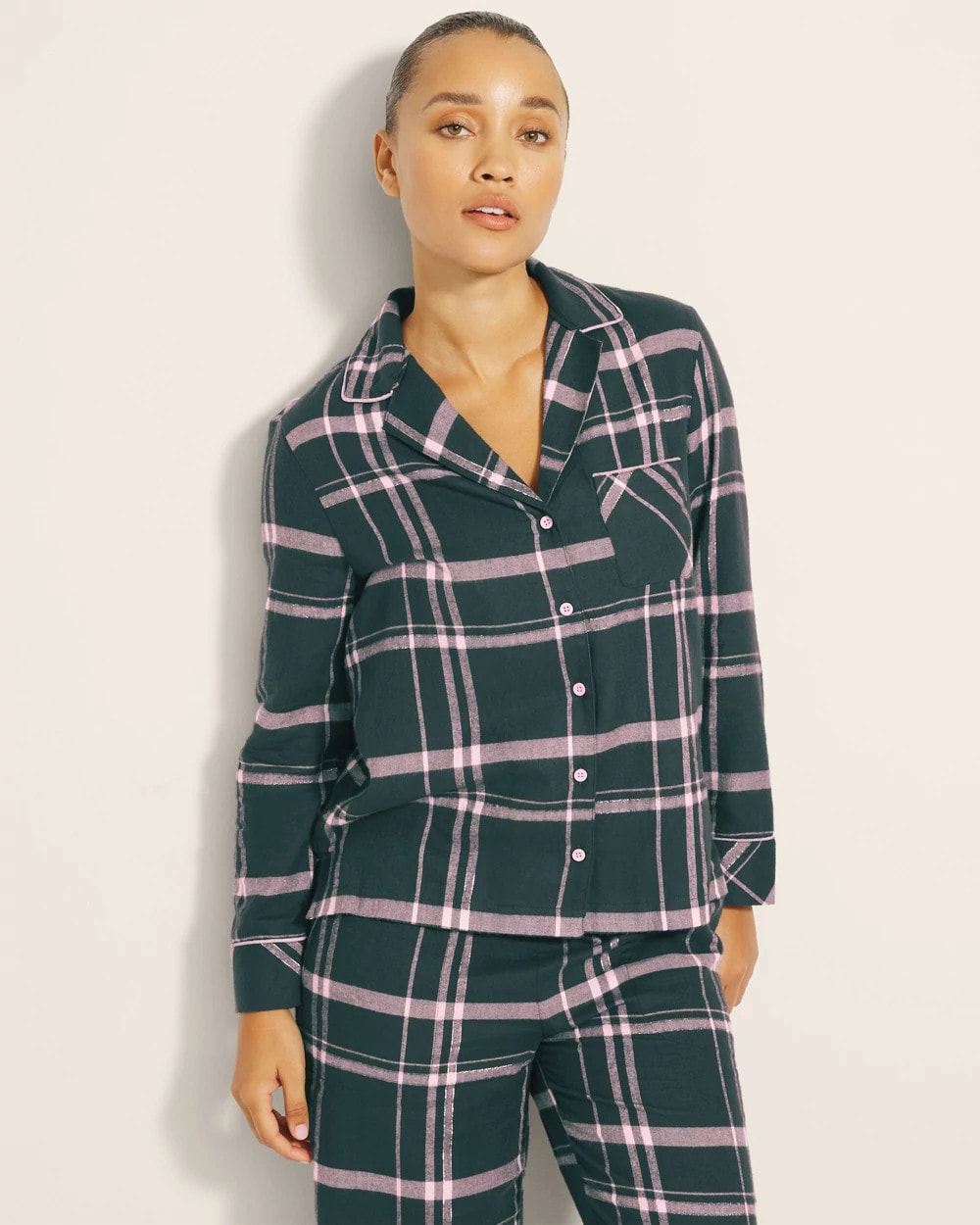 Super Soft Long-Sleeve Notch Collar Pajama Top