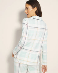 Long-Sleeve Notch Collar Pajama Top