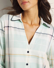 Long-Sleeve Notch Collar Pajama Top