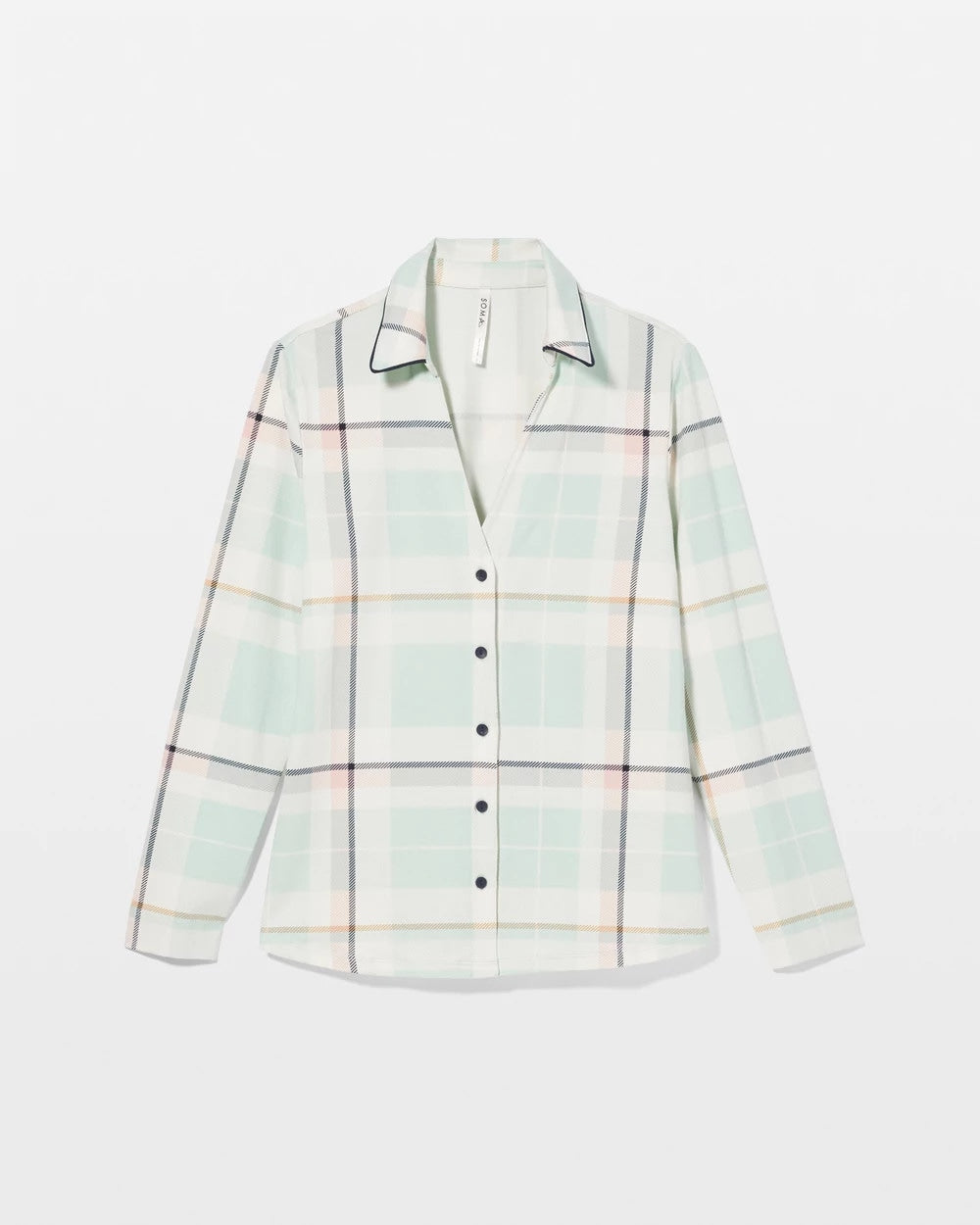 Long-Sleeve Notch Collar Pajama Top