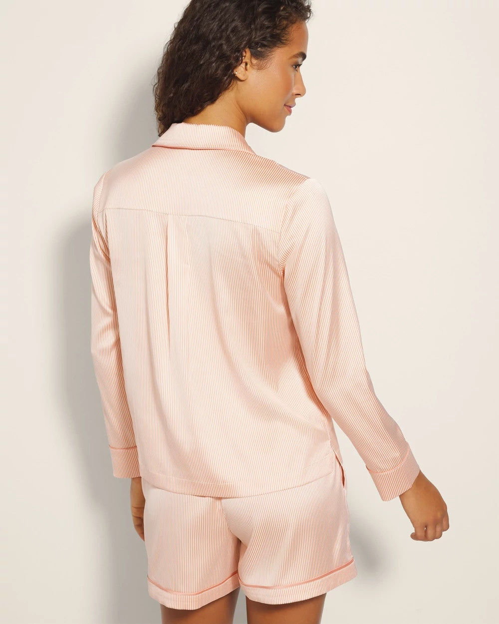 Long-Sleeve Notch Collar Pajama Top