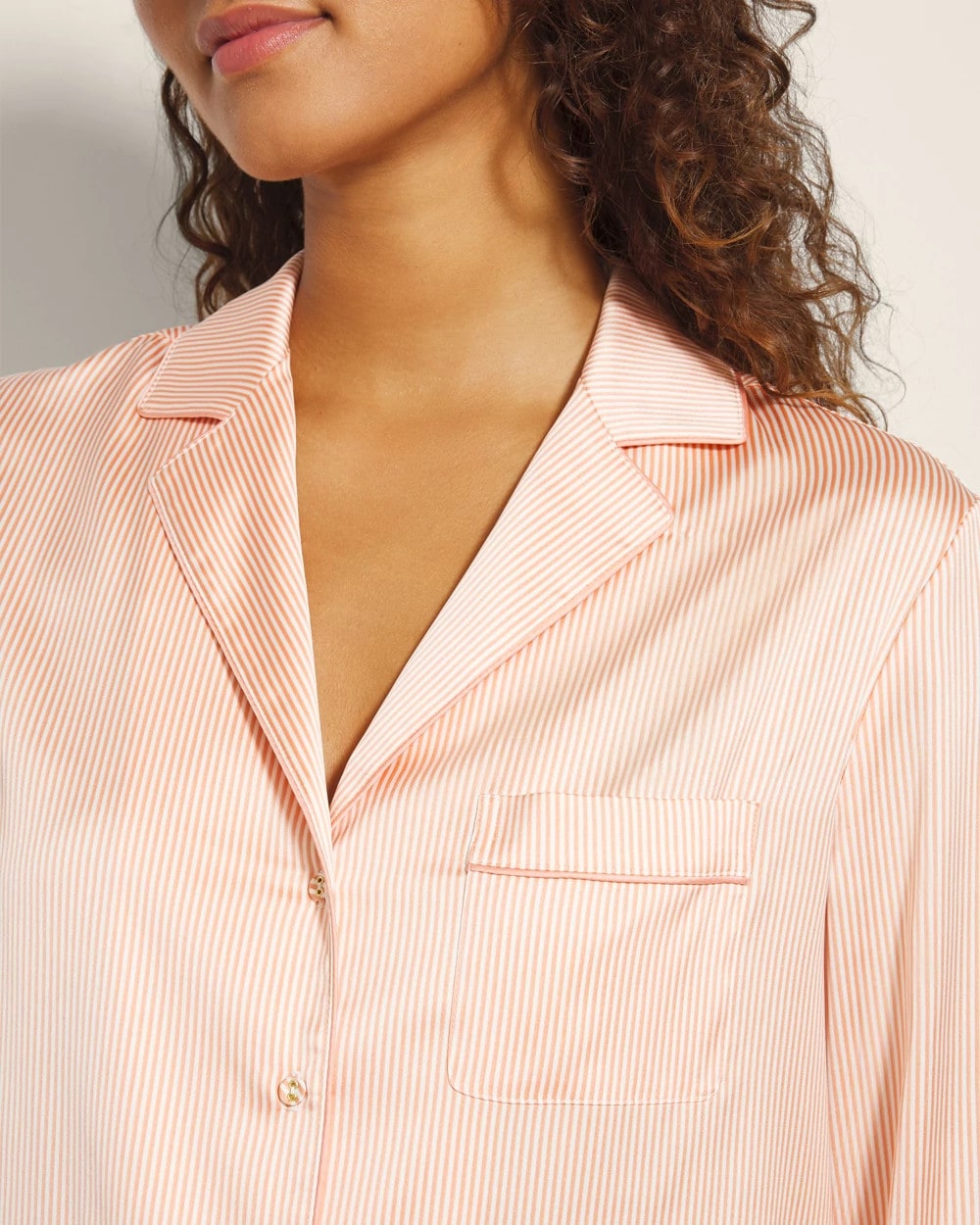 Long-Sleeve Notch Collar Pajama Top