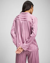 Shadow Stripe Long Sleeve Pajama Notch Collar Top