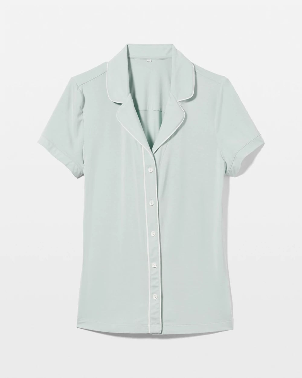 Solid Short Sleeve Notch Collar Pajama Top