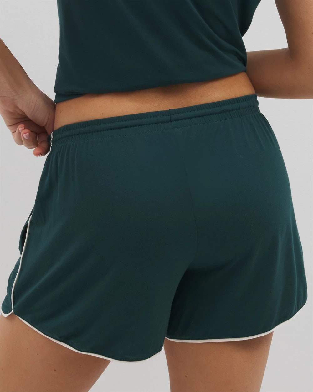 Solid Piped Pajama Shorts