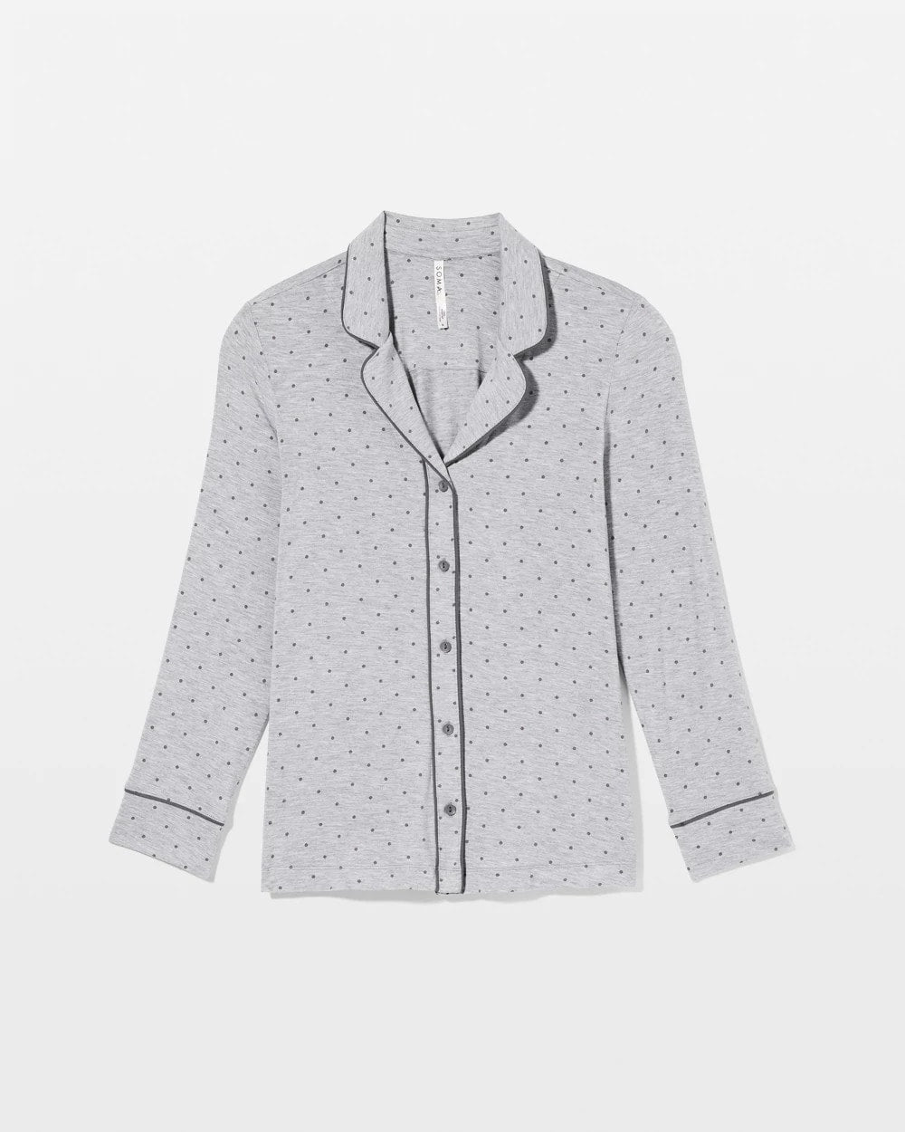 Long-Sleeve Printed Notch Collar Pajama Top