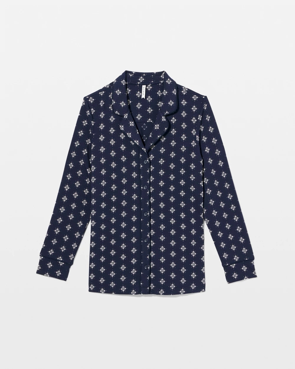 Long-Sleeve Printed Notch Collar Pajama Top