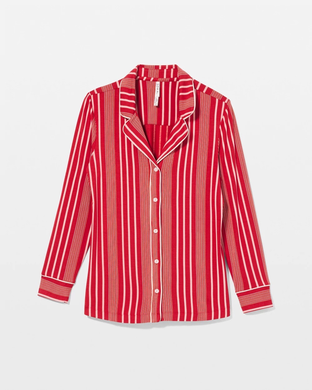Long-Sleeve Printed Notch Collar Pajama Top