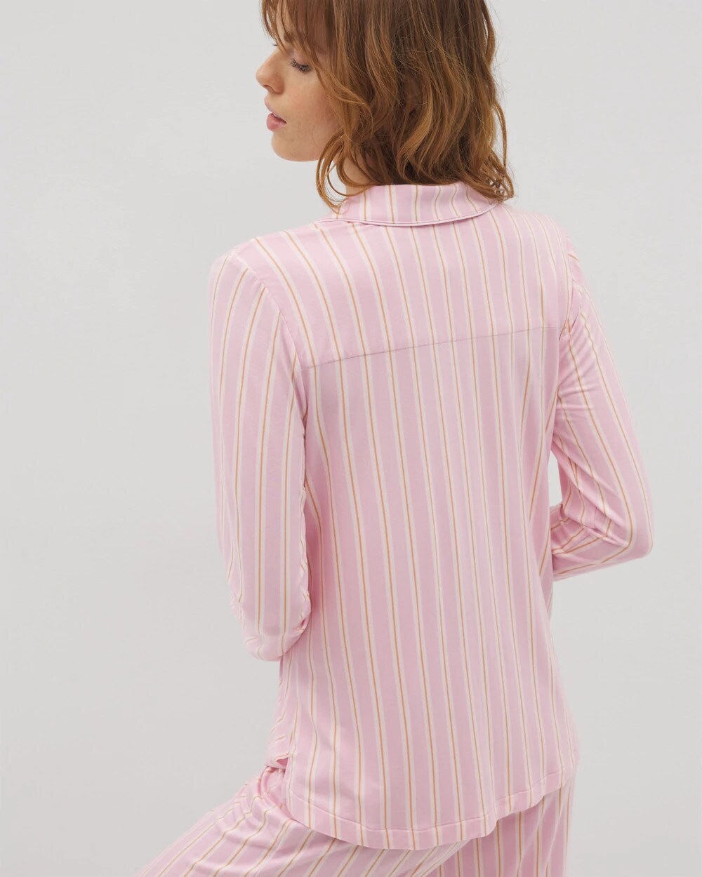 Long-Sleeve Printed Notch Collar Pajama Top