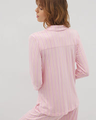 Long-Sleeve Printed Notch Collar Pajama Top