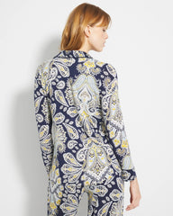 Long-Sleeve Printed Notch Collar Pajama Top
