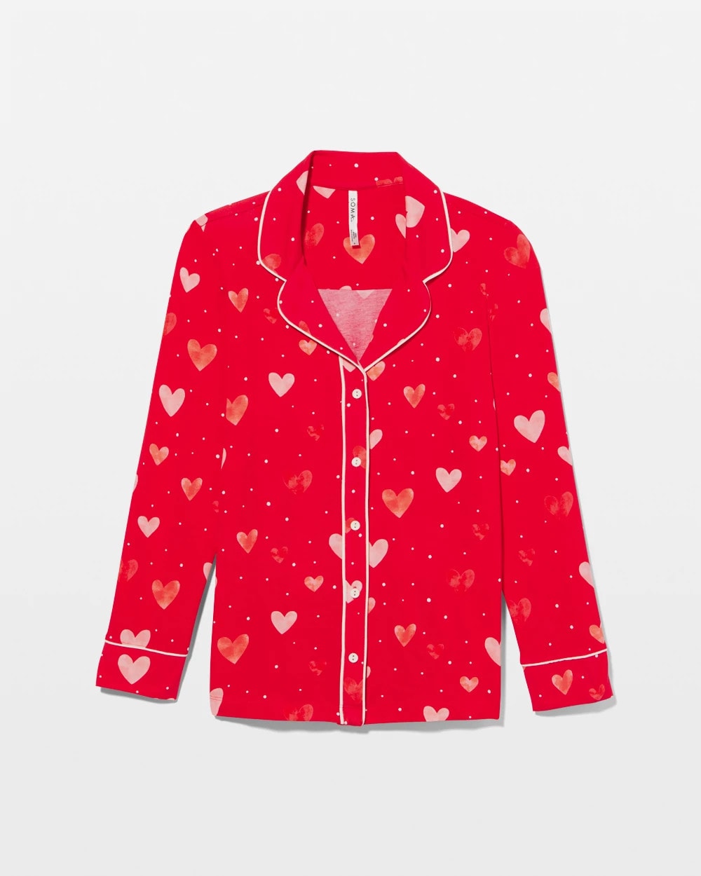 Long-Sleeve Printed Notch Collar Pajama Top