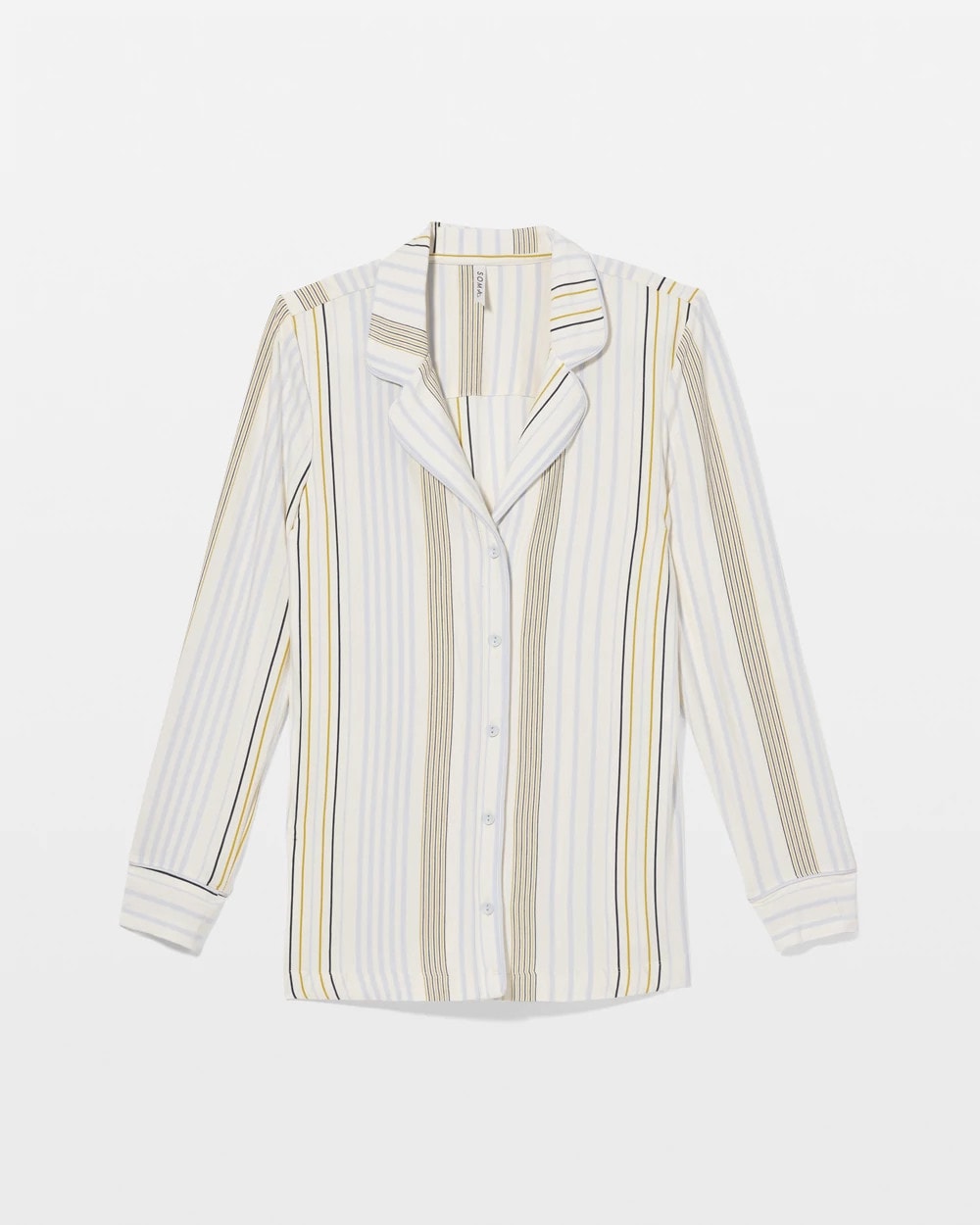 Long-Sleeve Printed Notch Collar Pajama Top