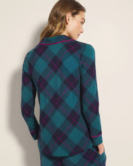 Long-Sleeve Printed Notch Collar Pajama Top