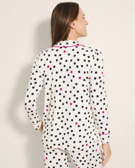 Long-Sleeve Printed Notch Collar Pajama Top