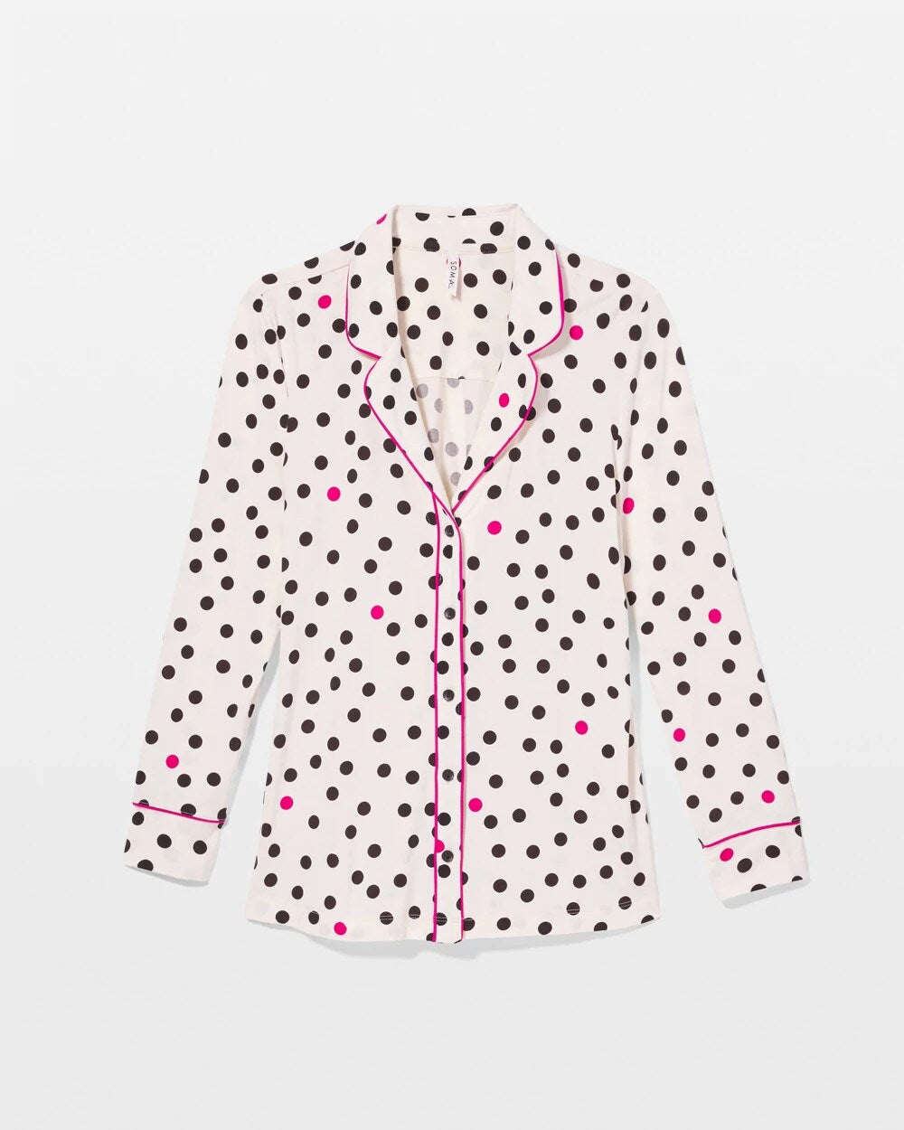 Long-Sleeve Printed Notch Collar Pajama Top