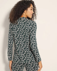 Long-Sleeve Printed Notch Collar Pajama Top