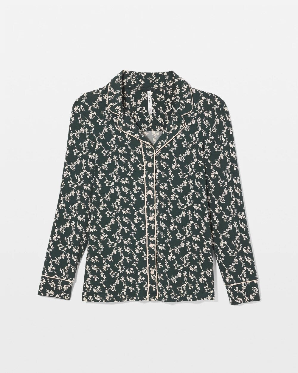 Long-Sleeve Printed Notch Collar Pajama Top