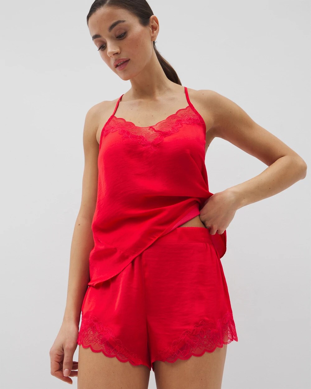 Lace Trim Pajama Shorts
