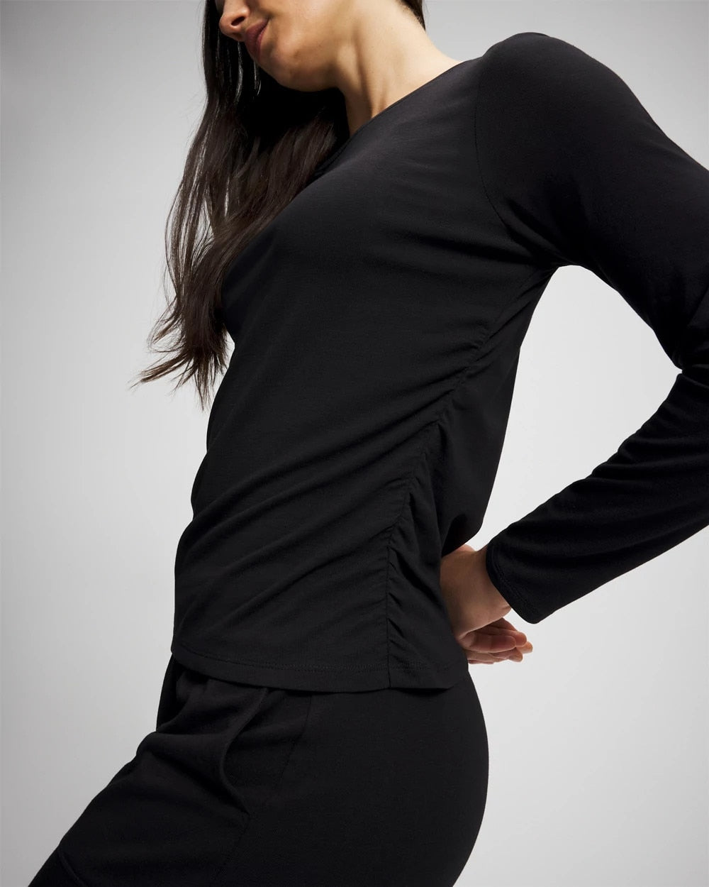 Ruched Long Sleeve Pajama Tee