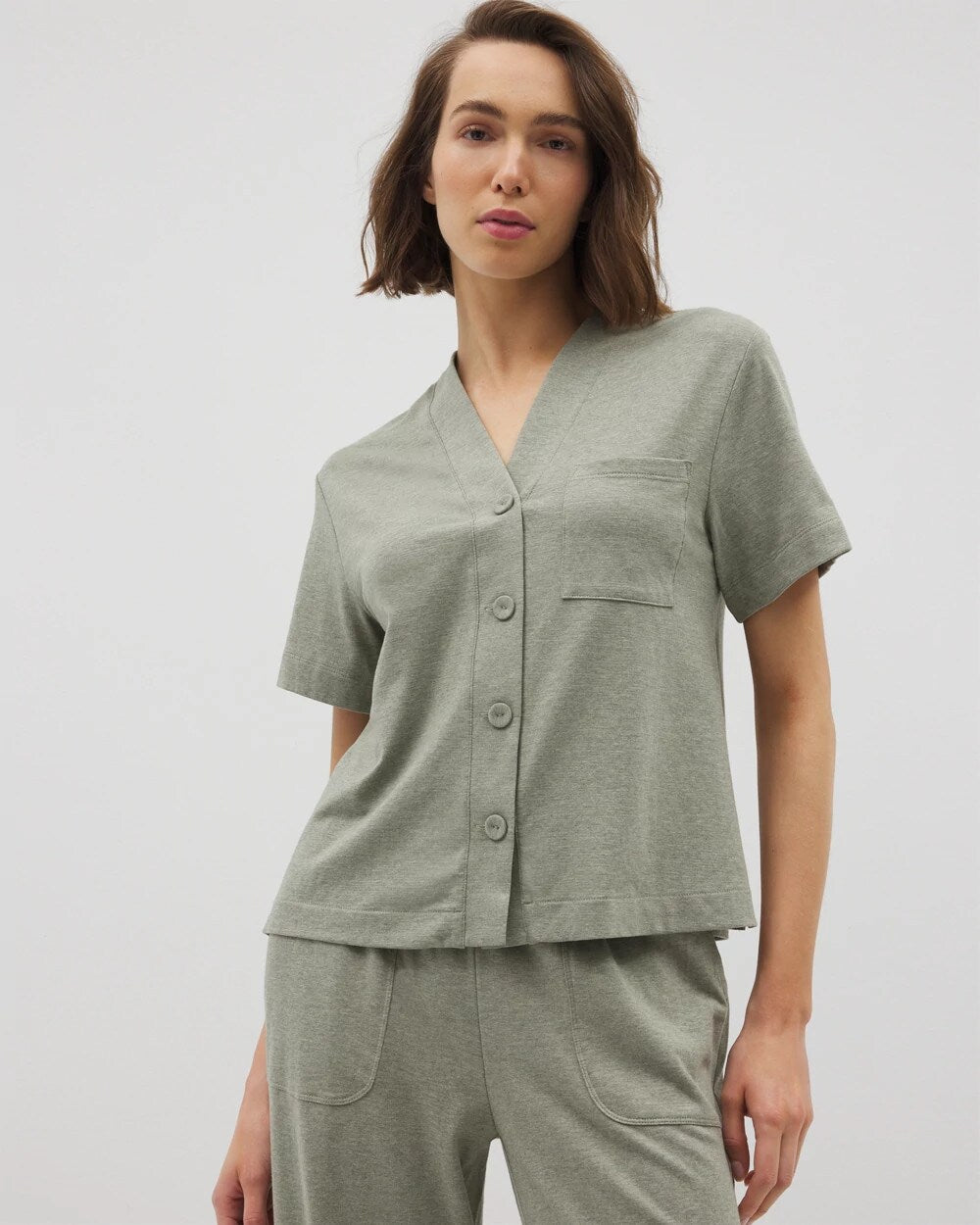 Button-Front Pajama Tee
