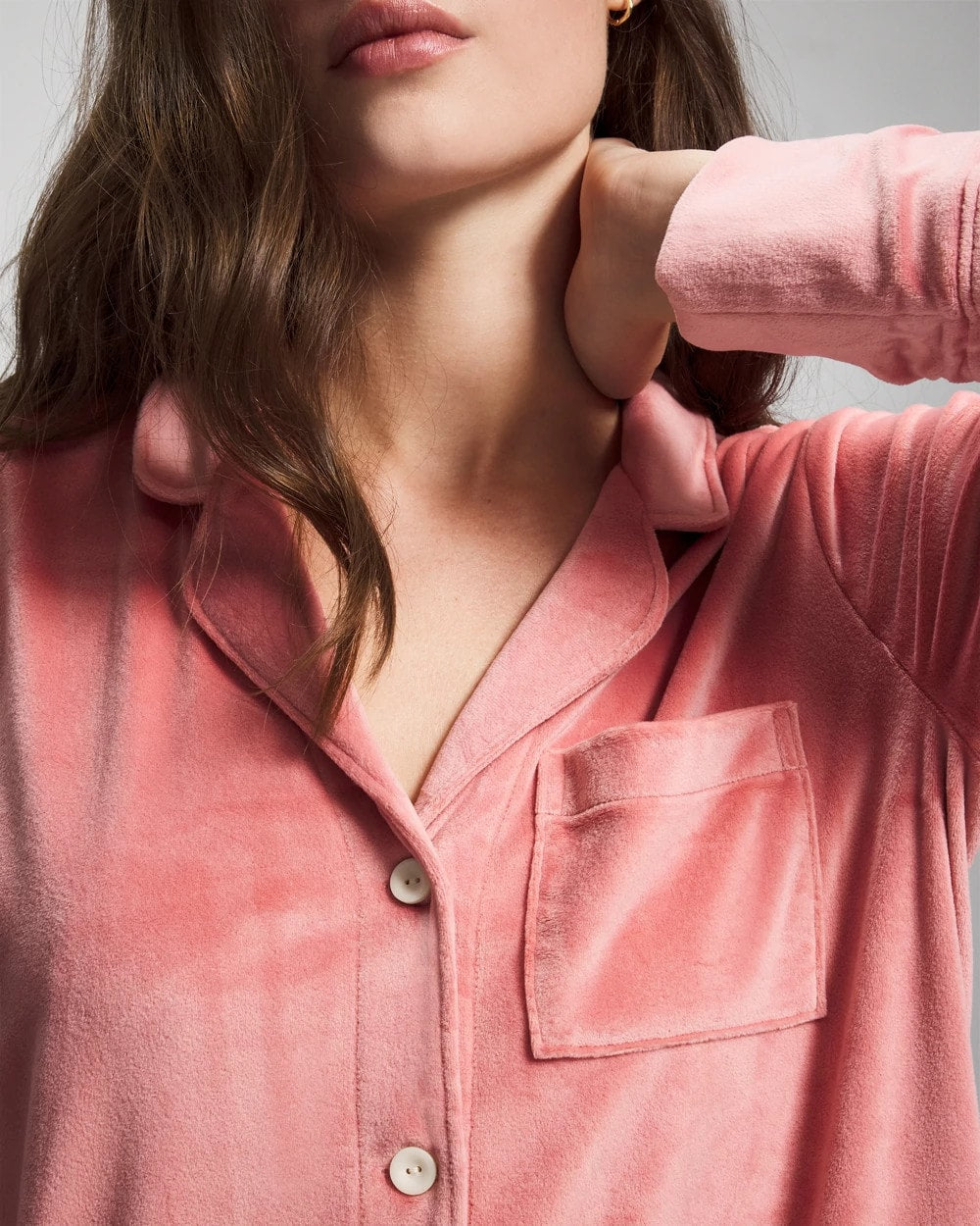 Long-Sleeve Notch Collar Sleepshirt