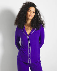 Long-Sleeve Notch Collar Pajama Top