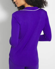 Long-Sleeve Notch Collar Pajama Top