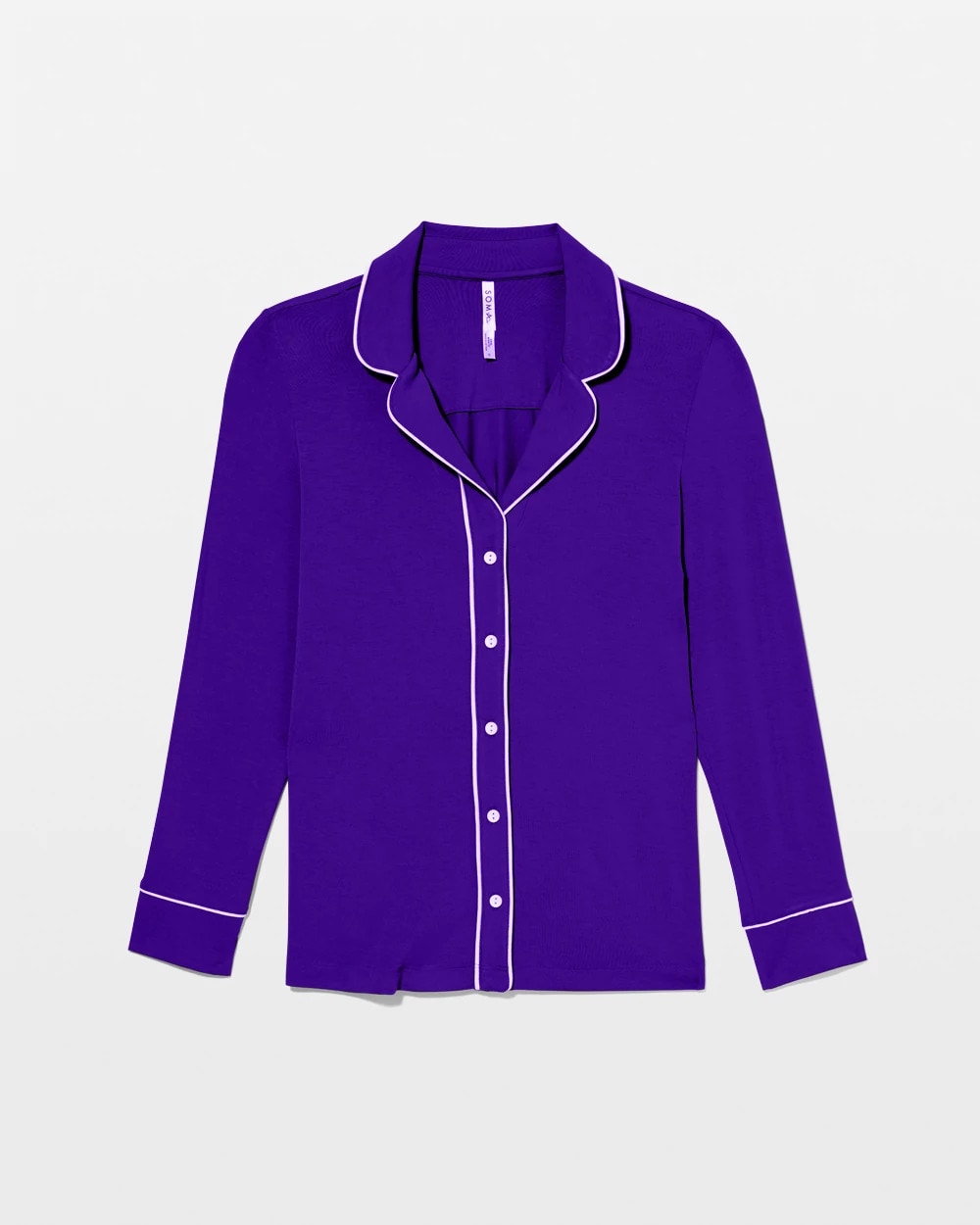 Long-Sleeve Notch Collar Pajama Top
