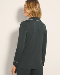 Long-Sleeve Notch Collar Pajama Top