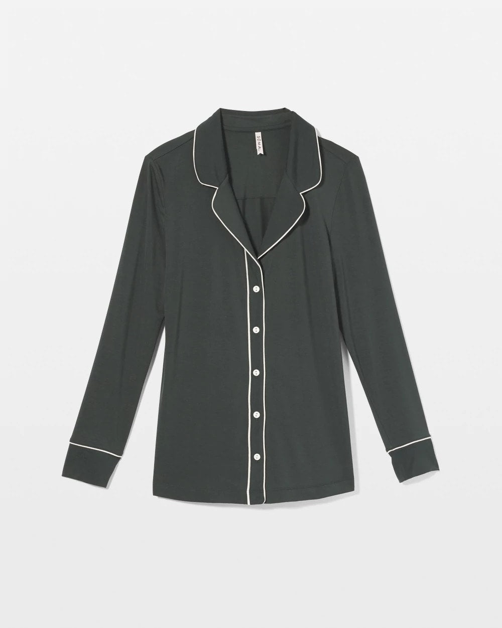 Long-Sleeve Notch Collar Pajama Top