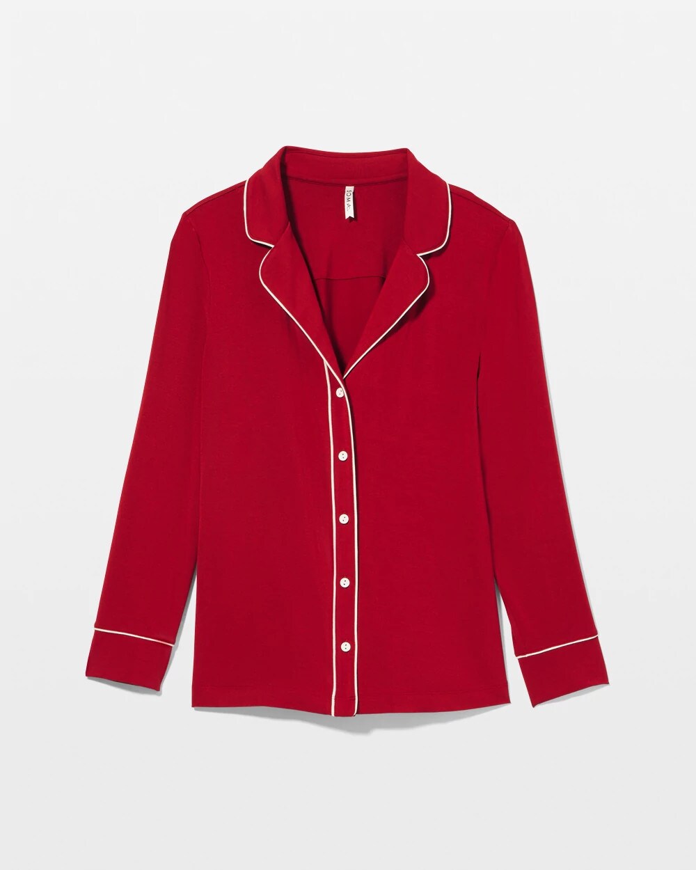 Long-Sleeve Notch Collar Pajama Top