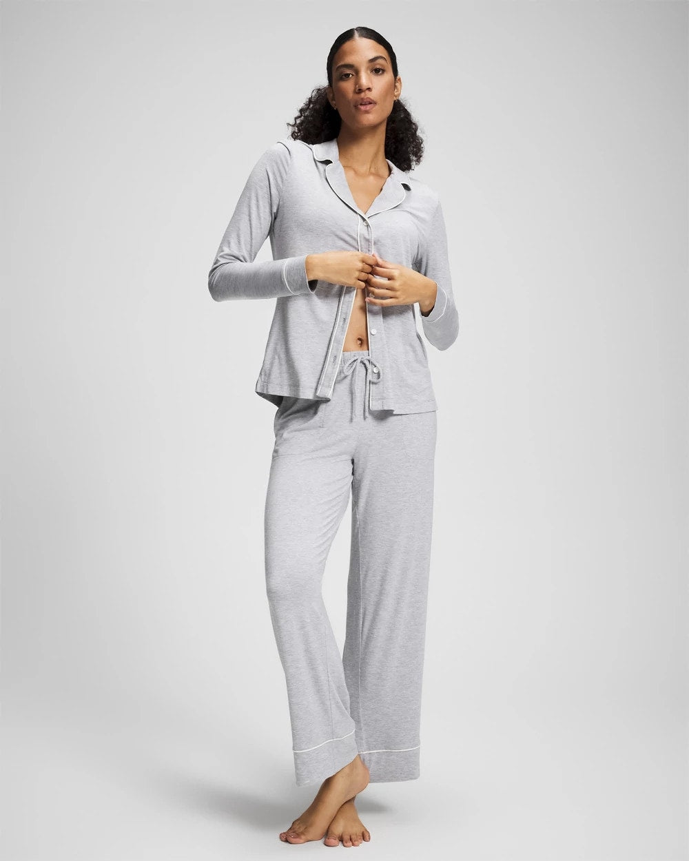 Solid Piped Pajama Pants