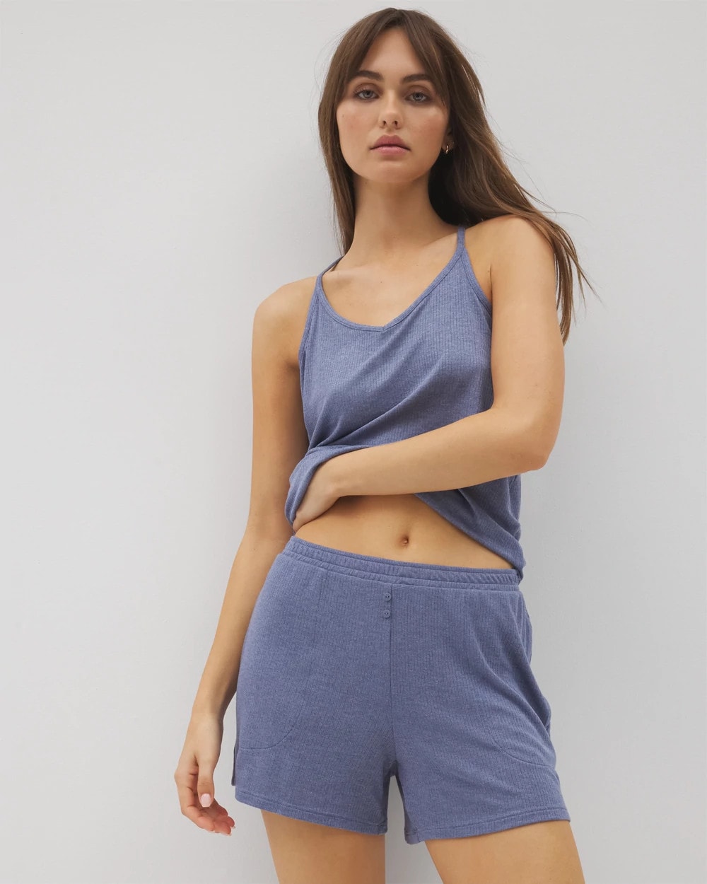 Lightweight Rib Knit Pajama Shorts