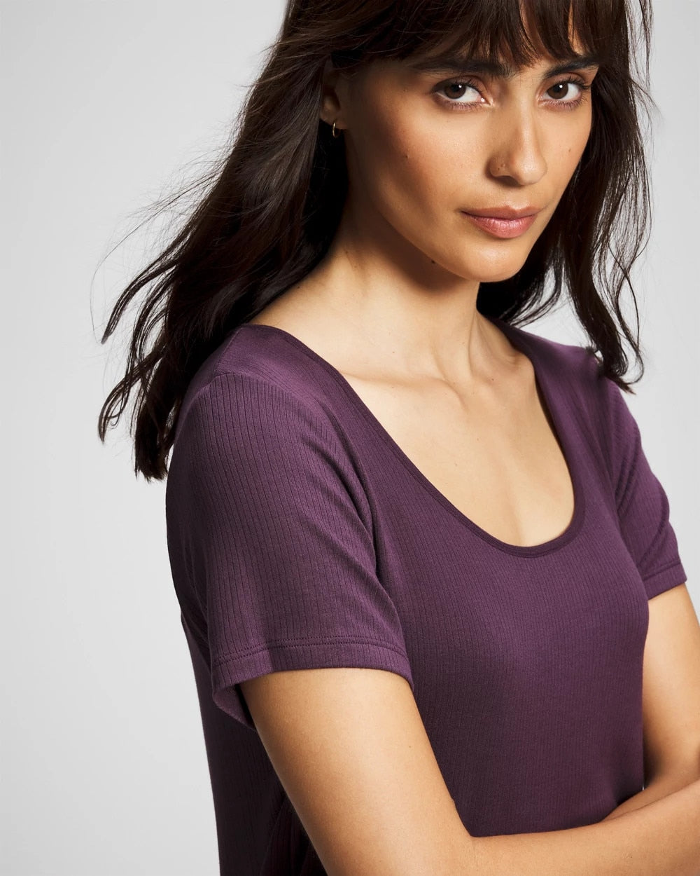 Lightweight Rib Knit Short Sleeve Pajama Tee