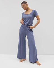 Lightweight Rib Knit Wide Leg Pajama Pants