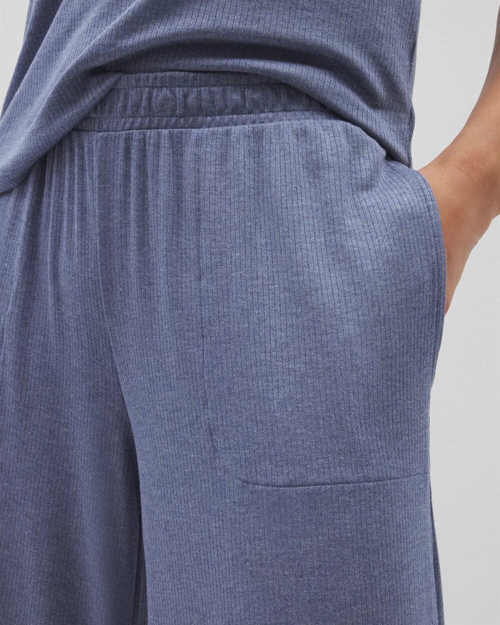 Lightweight Rib Knit Wide Leg Pajama Pants