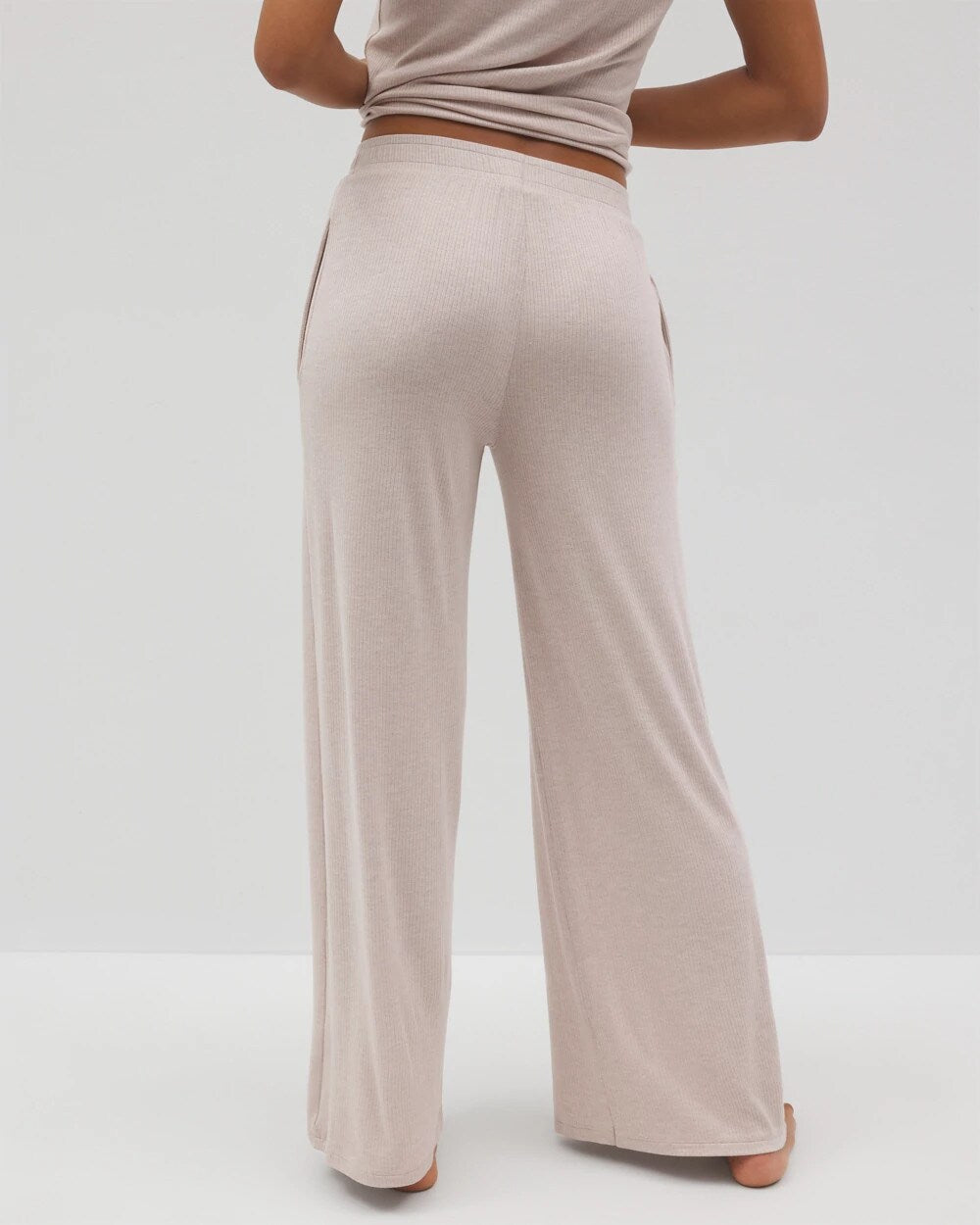 Lightweight Rib Knit Wide Leg Pajama Pants