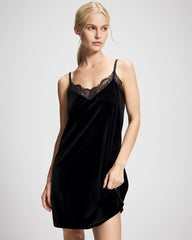 Velvet Lace Trim Chemise