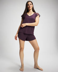 Short Sleeve Lace Pajama Tee