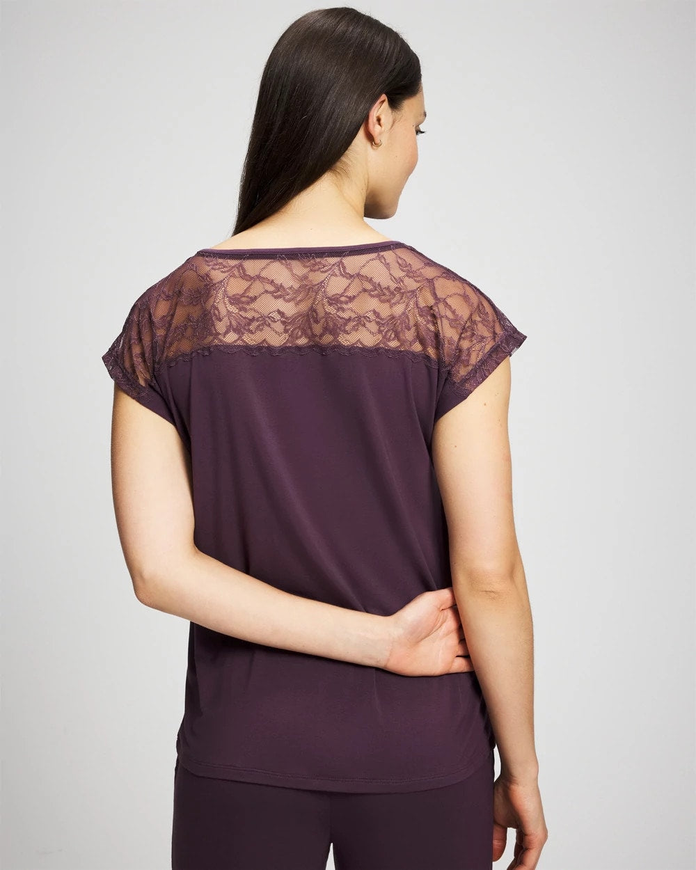 Short Sleeve Lace Pajama Tee
