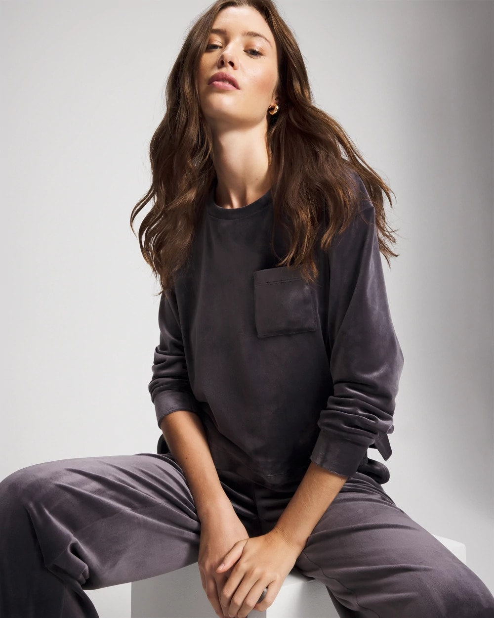 Velour Crewneck Sweatshirt