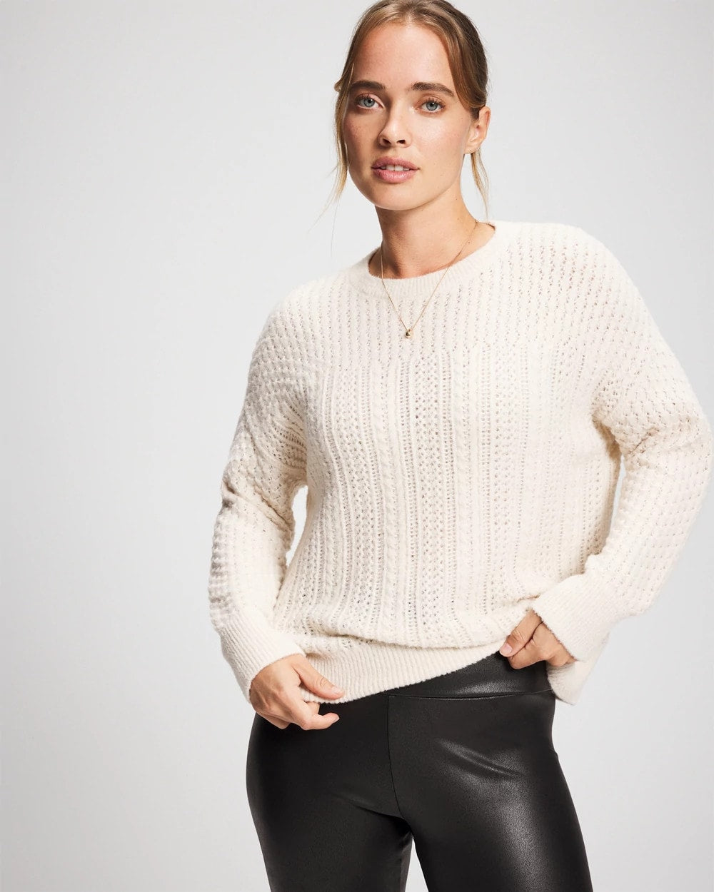 Mix Stitch Crew Neck Sweater