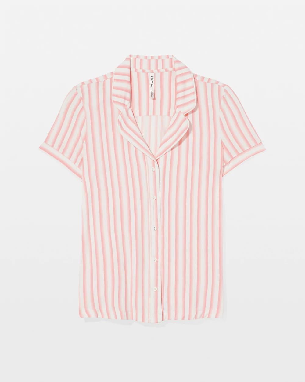 Piped Short Sleeve Notch Collar Pajama Top