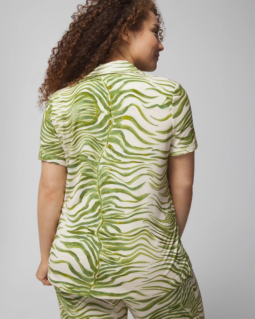 Piped Short Sleeve Notch Collar Pajama Top