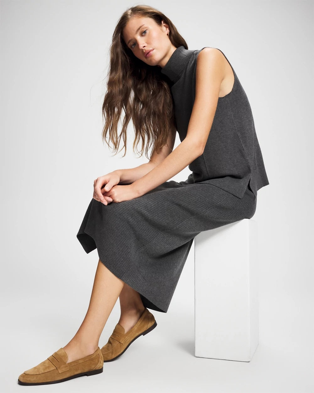 Premier Knit Sweater Turtleneck Sleeveless Top