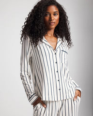 Long-Sleeve Notch Collar Pajama Top
