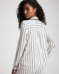 Long-Sleeve Notch Collar Pajama Top