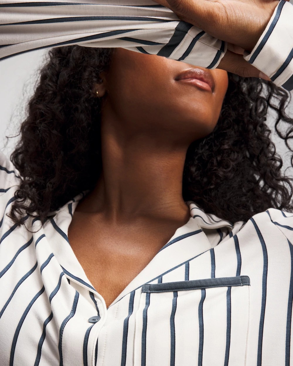 Long-Sleeve Notch Collar Pajama Top